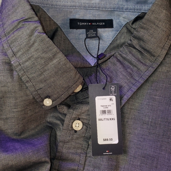 Tommy Hilfiger Gray Long Sleeve Collared Button Down Shirt Men's Sz. XXL NWT - Picture 1 of 7